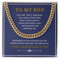 To My Son Cuban Link (blue, gold & white message card)