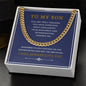 To My Son Cuban Link (blue, gold & white message card)