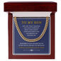 To My Son Cuban Link (blue, gold & white message card)