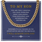 To My Son Cuban Link (blue, gold & white message card)