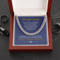 To My Son Cuban Link (blue, gold & white message card)