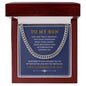 To My Son Cuban Link (blue, gold & white message card)