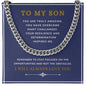 To My Son Cuban Link (blue, gold & white message card)