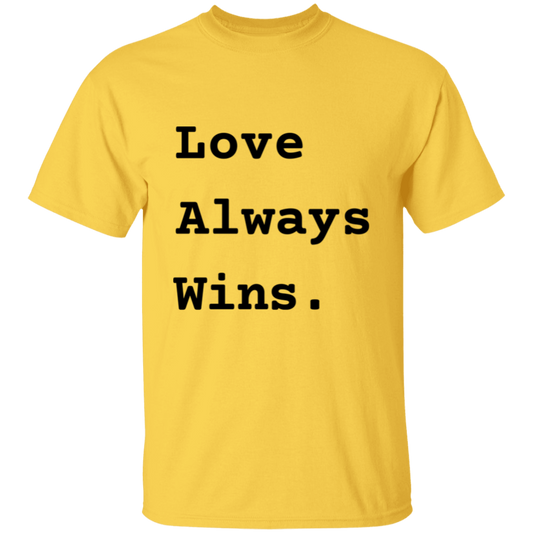 Love Always Wins - Men's Yellow T Shirt w/ Black Text