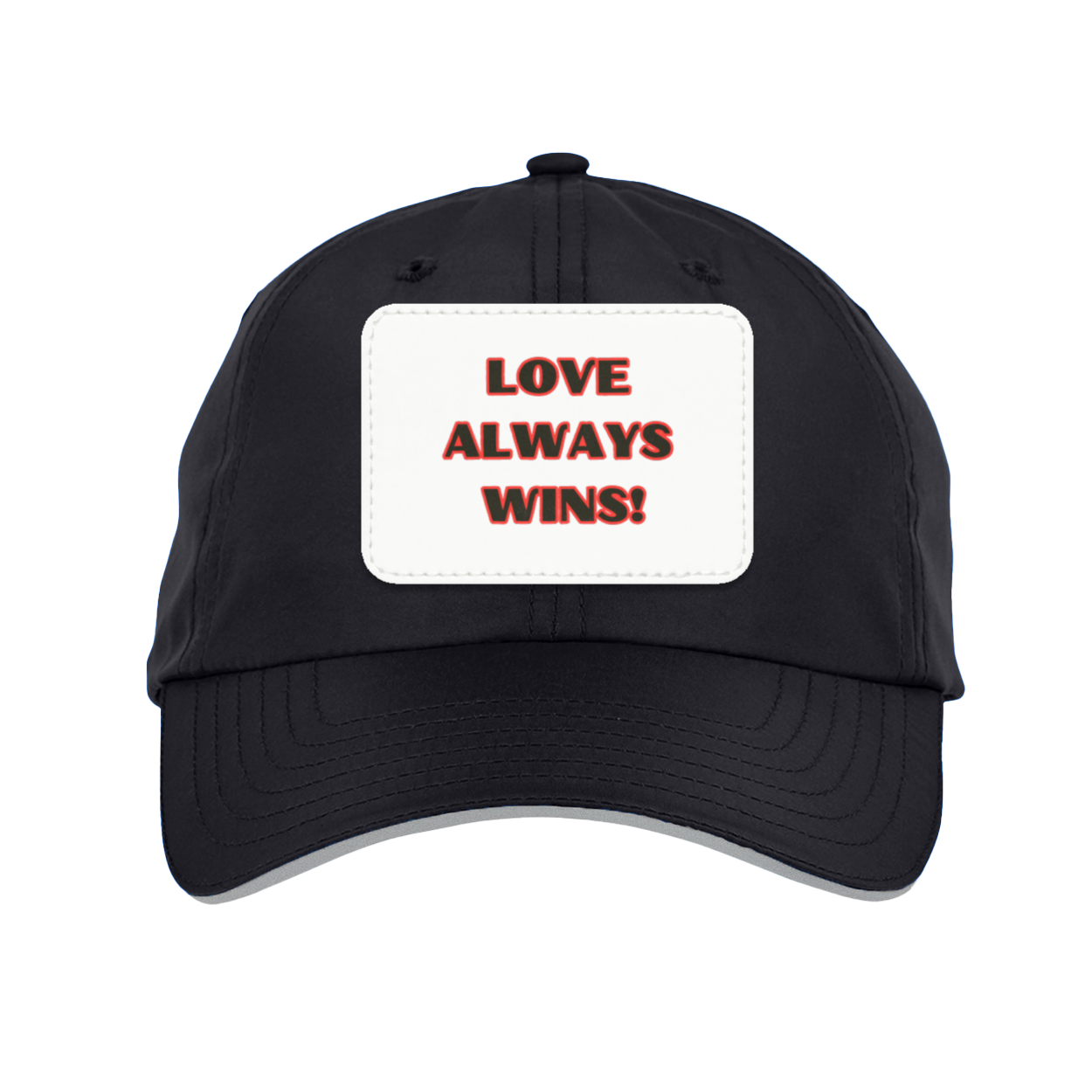 Black Love Always Wins Hat with Black Text Outlined in Red