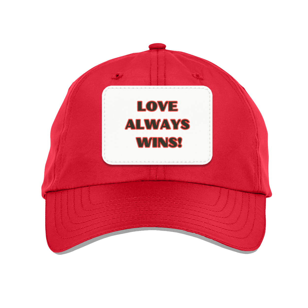 Black Love Always Wins Hat with Black Text Outlined in Red