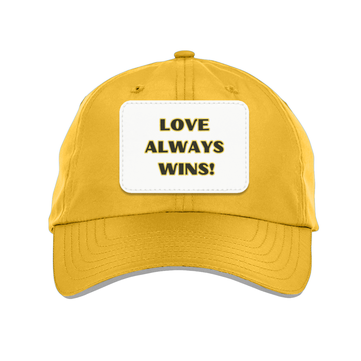 Yellow Love Always Wins Hat - Black Text w/ Yellow Outline